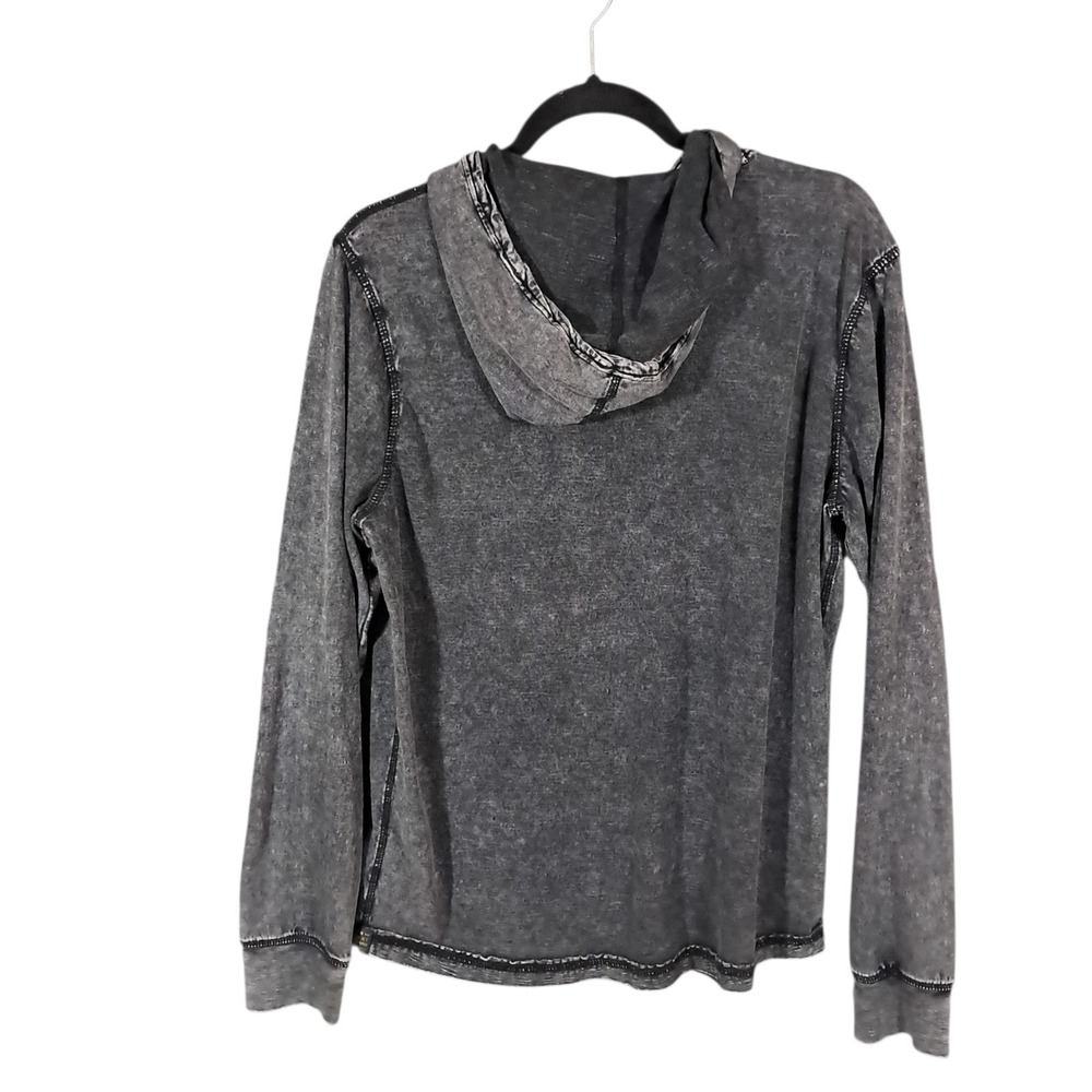 Lucky Brand Sugar Magic Long Sleeve Henley Neck T Shirt Mens Medium Washed Black - Picture 2 of 9